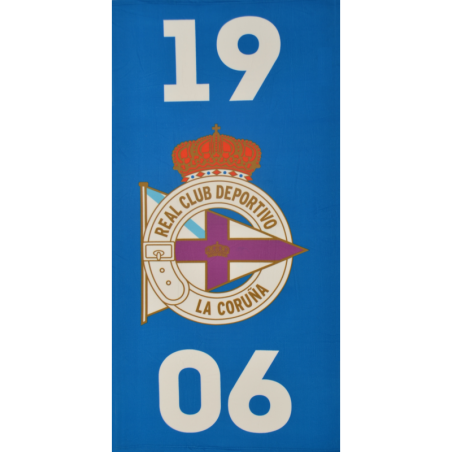 Toalla Deportivo de la Coruña, 1906 escudo centro tamaño 180x90cm producto oficial