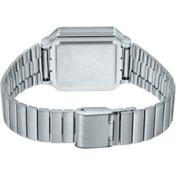 Reloj Casio unisex Digital A-100WE-7B cuadrado correa metálica plateada