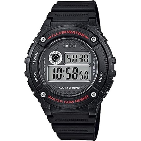 Reloj Casio digital W-216H-1A sumergible 50 metros correa caucho negra