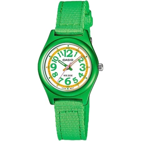 Reloj Casio juvenil LTR-19B-3B correa naylon color verde esfera blanca