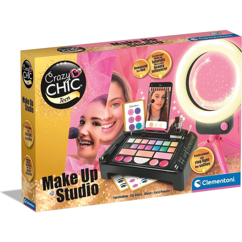 Clementoni- Crazy Chic-Make-Up Studio-Estuche, Set De Maquillaje Infantil edad +8 años Clementoni- Crazy Chic-Make-Up Studio-Estuche, Set De Maquillaje Infantil edad +8 años