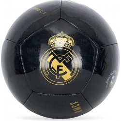 Balón Real Madrid negro escudos dorados talla 5 tamaño similar al reglamentario producto oficial