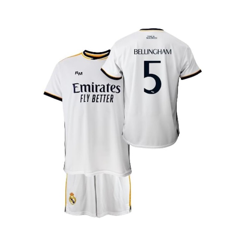 Real Madrid Conjunto Niño Camiseta y Pantalón - Bellingham 5 - Segunda Equipación de la Temporada 2023-2024 - Réplica Oficial