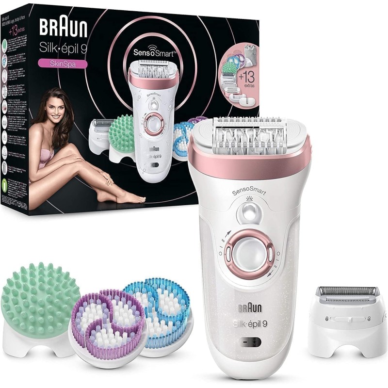 Braun Silk-épil 9 Depiladora Eléctrica Mujer, SkinSpa con Tecnología SensoSmart y 13 Accesorios, Exfolia, Masajea Braun Silk-épil 9 Depiladora Eléctrica Mujer, SkinSpa con Tecnología SensoSmart y 13 Accesorios, Exfolia, Masajea