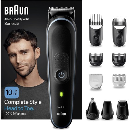 Máquina Braun Recortadora Todo En Uno Series 5 MGK5445, Kit 10 En 1 Para Barba, Pelo, Depilación Masculina