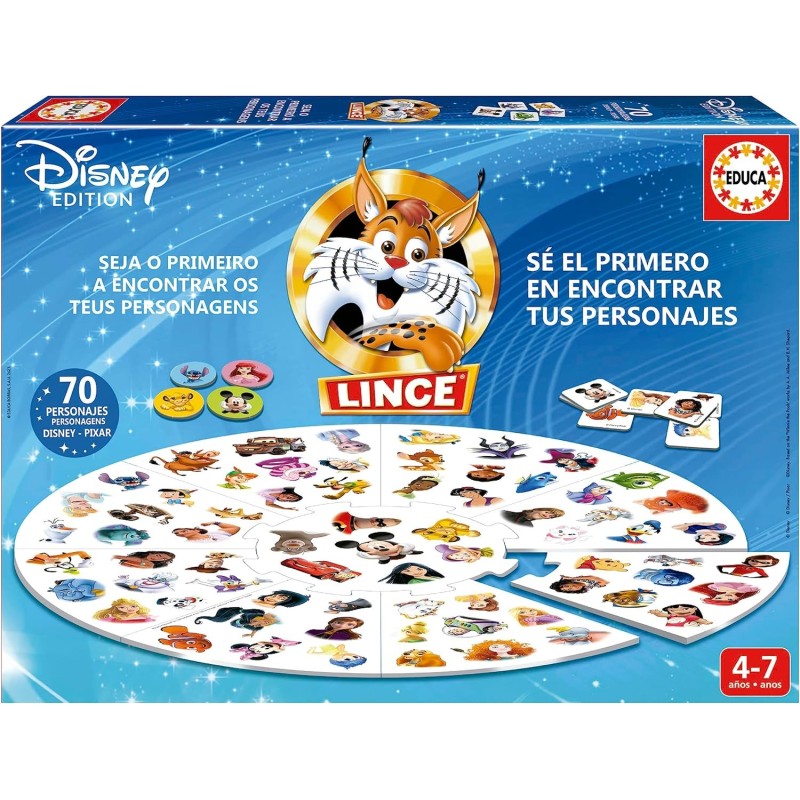 Educa - Lince edición 70 Personajes Disney Pixar | El Juego de Mesa para agudizar la Vista, Memoria y Reflejos Educa - Lince edición 70 Personajes Disney Pixar | El Juego de Mesa para agudizar la Vista, Memoria y Reflejos