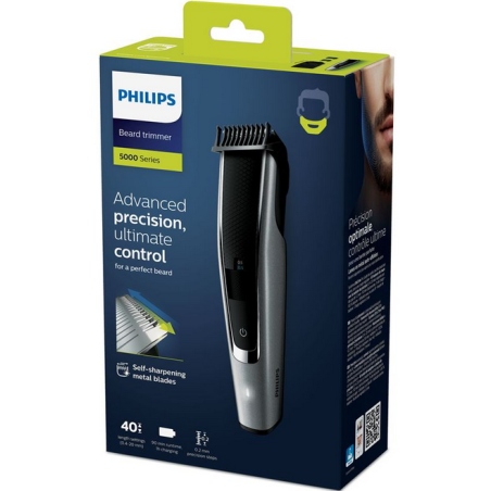 Philips BT5502/15 Barbero y cortapelos con 40 Posiciones de Longitud, Resistente al Agua y Cuchillas metálicas autoafilables bat