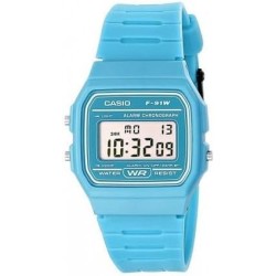 Casio Reloj Unisex F-91WC-2A digital correa caucho Azul Claro con Alarma y luz