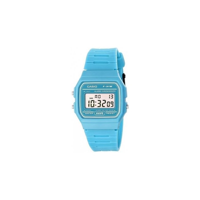 Casio Reloj Unisex F-91WC-2A digital correa caucho Azul Claro con Alarma y luz Casio Reloj Unisex F-91WC-2A digital correa caucho Azul Claro con Alarma y luz