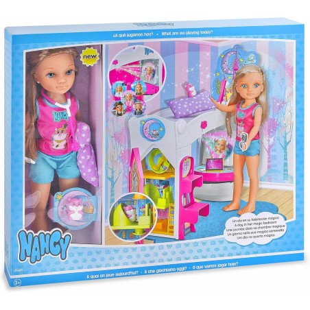 Nancy - Un día en la habitación mágica, Muñeca con playset y accesorios de habitación