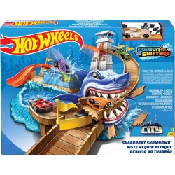 Hot Wheels Pista tiburón devorador, pista de coches de juguete Mattel BGK04