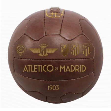 Balón retro Atlético de Madrid histórico tamaño grande oficial con los escudos del club