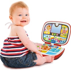 Clementoni- Portatil Does Not Apply Ordenador Baby Laptop Amigos Animales con Luces y Sonidos 23x30x6 cm