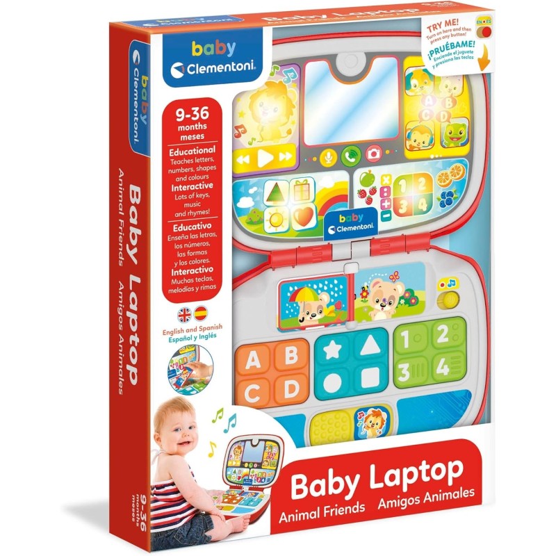 Clementoni- Portatil Does Not Apply Ordenador Baby Laptop Amigos Animales con Luces y Sonidos 23x30x6 cm Clementoni- Portatil Does Not Apply Ordenador Baby Laptop Amigos Animales con Luces y Sonidos 23x30x6 cm