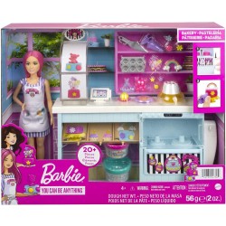 Barbie y su Pastelería Muñeca pelo roda con juegos de plastilina y accesorios de juguete HGB73 edad +4 años