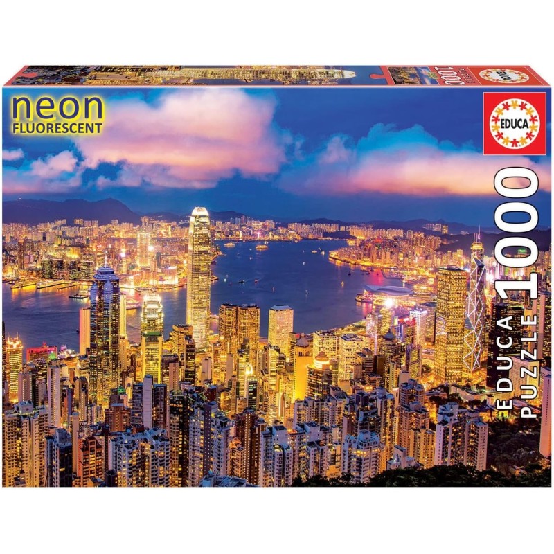 Educa - Puzzle Hong Kong 1000 piezas con efecto Neon que brilla en la oscuridad Educa - Puzzle Hong Kong 1000 piezas con efecto Neon que brilla en la oscuridad