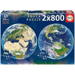 Educa - Round Planeta Tierra 2 Puzzles Redondos de 800 Piezas