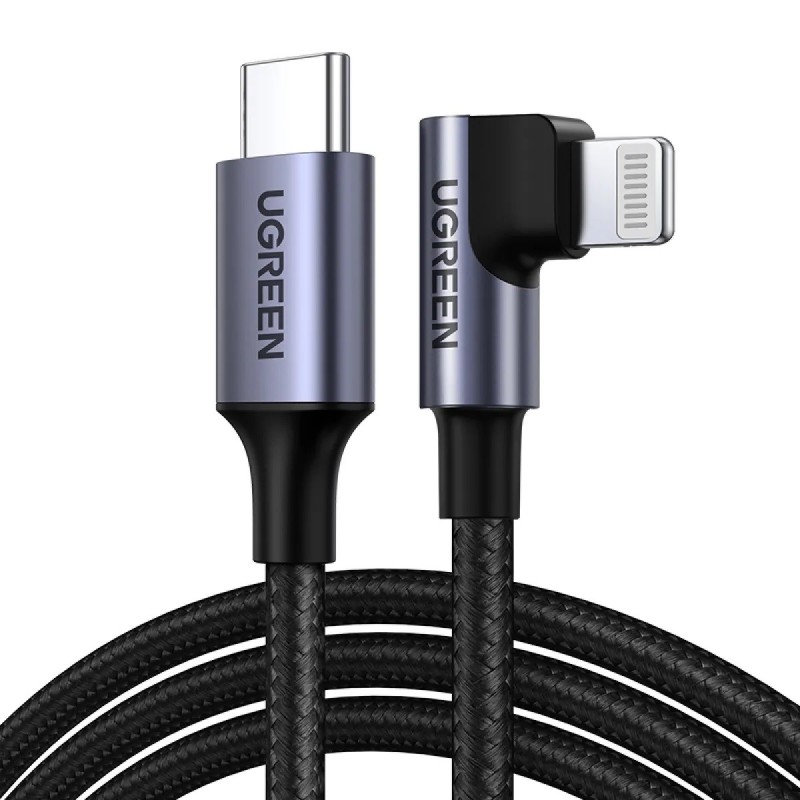 Ugreen cable USB tipo C a Lightning acodado en angulo 3A longitud 2 metros apto para Apple Ugreen cable USB tipo C a Lightning acodado en angulo 3A longitud 2 metros apto para Apple
