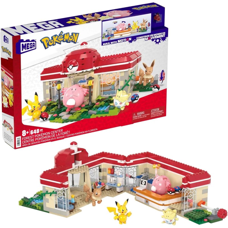 MEGA Construx Pokémon Centro Pokemon en el bosque +600 bloques de construcción con 4 personajes, juguete +8 años Mattel HNT93 MEGA Construx Pokémon Centro Pokemon en el bosque +600 bloques de construcción con 4 personajes, juguete +8 años Mattel HNT93