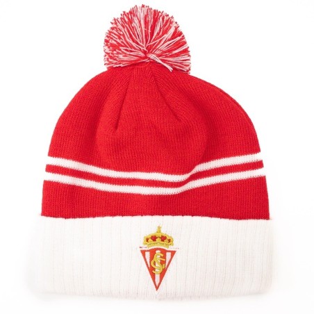 Real Sporting de Gijón gorro borla lana invierno escudo bordado adulto producto oficial