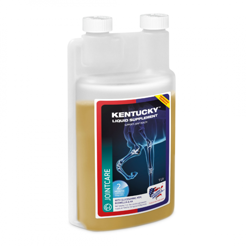 Kentucky Liquid Joint Supplement Equine America 1 L glucosamina, MSM, HA y antioxidantes. Mantiene la salud y la movilidad artic