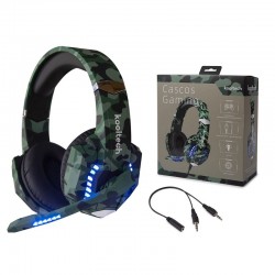 Kooltech CPH334 Auriculares cascos Gaming verde militar camuflaje adaptador audio y micro