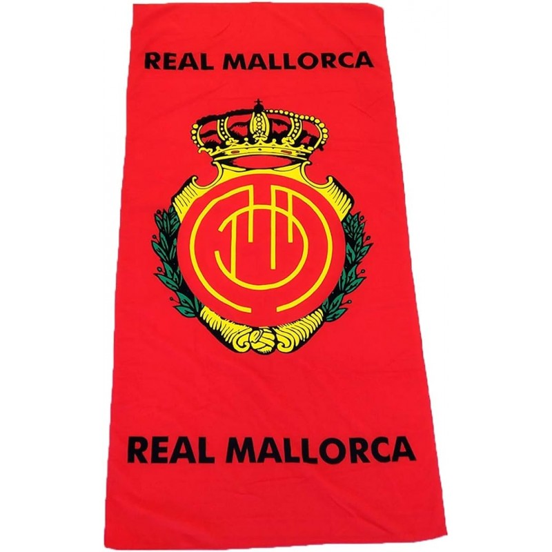 Toalla Real Club Deportivo Mallorca 90X180cm fondo rojo con escudo producto oficial