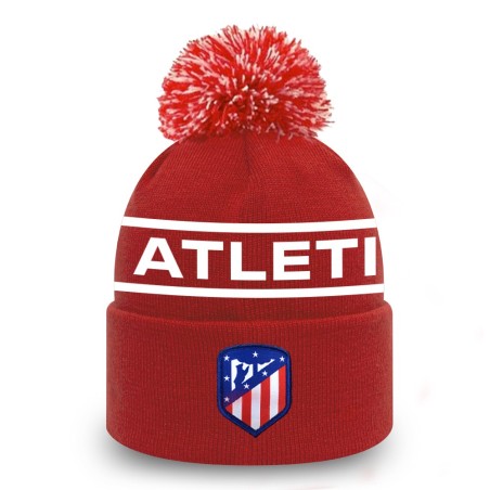 Gorro invierno Atlético de Madrid lana adulto con pompón producto oficial