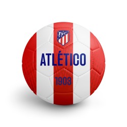 Balón Atlético de Madrid grande talla 5 franjas verticales rojas y blancas produto oficial