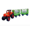 Tractor de plástico con remolques de ganado, incluye figuras de animales longitud 42 cm