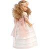 Muñeca recuerdo Primera Comunión Fany rubia lazada rosa  Canta una oración y se ilumina la velita 40cm Berbesa