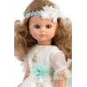 Muñeca recuerdo Primera Comunión Fany lazada turquesa  Canta una oración y se ilumina la velita 40cm Berbesa