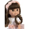 Muñeca Comunión Linda morena, flores recuerdo Primera Comunión morena con vestido blanco, diadema y flores 40cm Berbesa