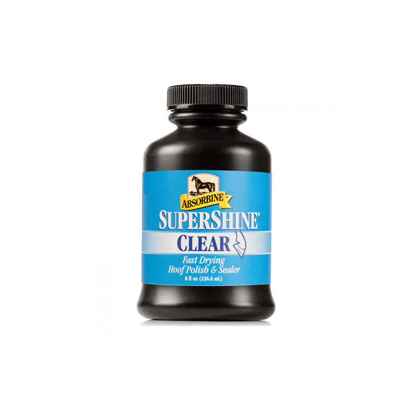 SuperShine Hoof Polish & Sealer Clear with Brush Absorbine 236 ml Pulidor y sellador transparente de cascos de secado rápido SuperShine Hoof Polish & Sealer Clear with Brush Absorbine 236 ml Pulidor y sellador transparente de cascos de secado rápido