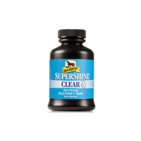 SuperShine Hoof Polish & Sealer Clear with Brush Absorbine 236 ml Pulidor y sellador transparente de cascos de secado rápido