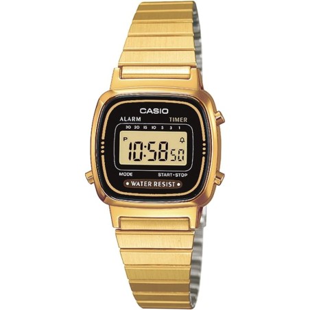 Reloj casio dorado digital señora LA670WGA-1DF correa metálica esfera negra