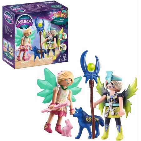 PLAYMOBIL Adventures of Ayuma 71235 Crystal y Moon Fairy con Animales del Alma, Juguete para niños a Partir de 7 años