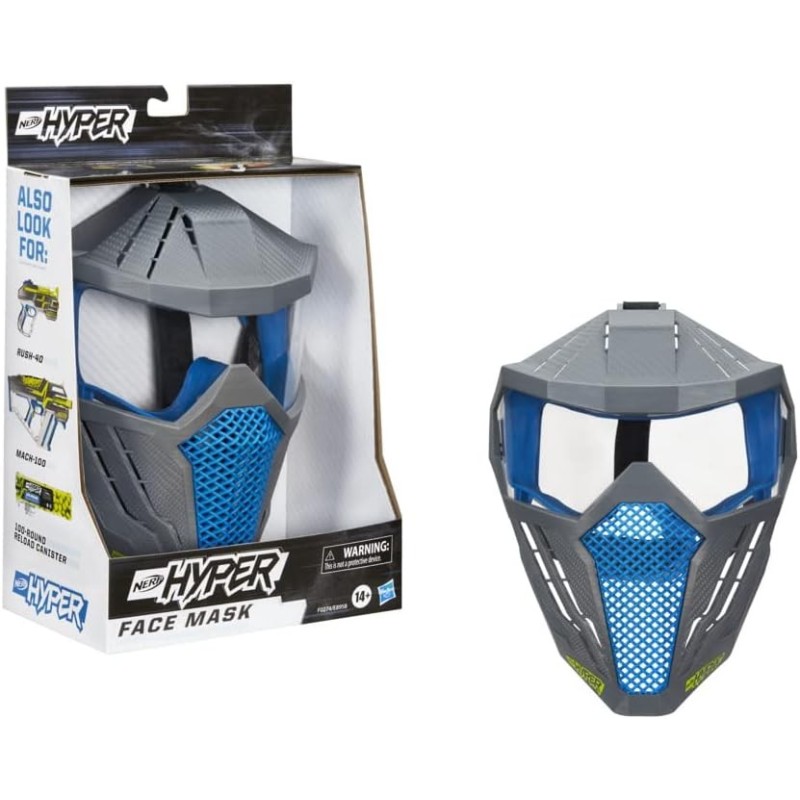 Nerf Máscara facial Hyper - Diseño transpirable, correa ajustable para la cabeza - Color azul del equipo - Preparación para las Nerf Máscara facial Hyper - Diseño transpirable, correa ajustable para la cabeza - Color azul del equipo - Preparación para las