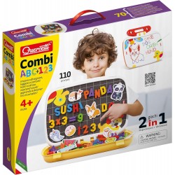 Combi ABC / 123-Pizarra de Letras y números magnéticos, Juegos educativos edad +4 años Quercetti 5285