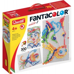 Quercetti-0851 Fantacolor Modular 2-Juego de mosaicos permite componer grandes y hermosos mosaicos con las clavijas +3 años