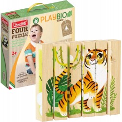 QUERCETTI-El Tigre, el Oso Polar, la Abeja y la Ballena Four Puzzle Play Bio-Animales edad +2 años