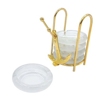 Soporte para apilar 5 ceniceros de 8cm diámetro diseño ancla de barco