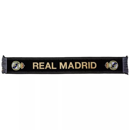 Bufanda Real Madrid 140x20cm producto oficial fondo negro letras doradas