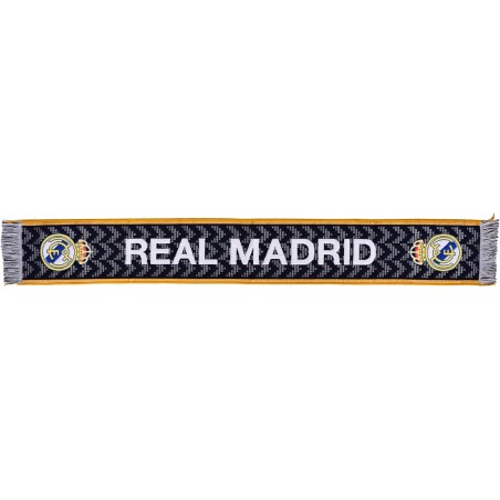 Bufanda Real Madrid 140x20cm producto oficial fondo negro letras blancas game