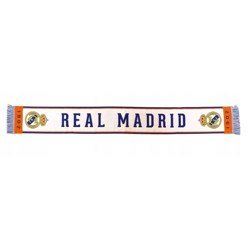 Bufanda Real Madrid 140x20 centimetros producto oficial fondo blando escudos laterales 1902 Bufanda Real Madrid 140x20 centimetros producto oficial fondo blando escudos laterales 1902