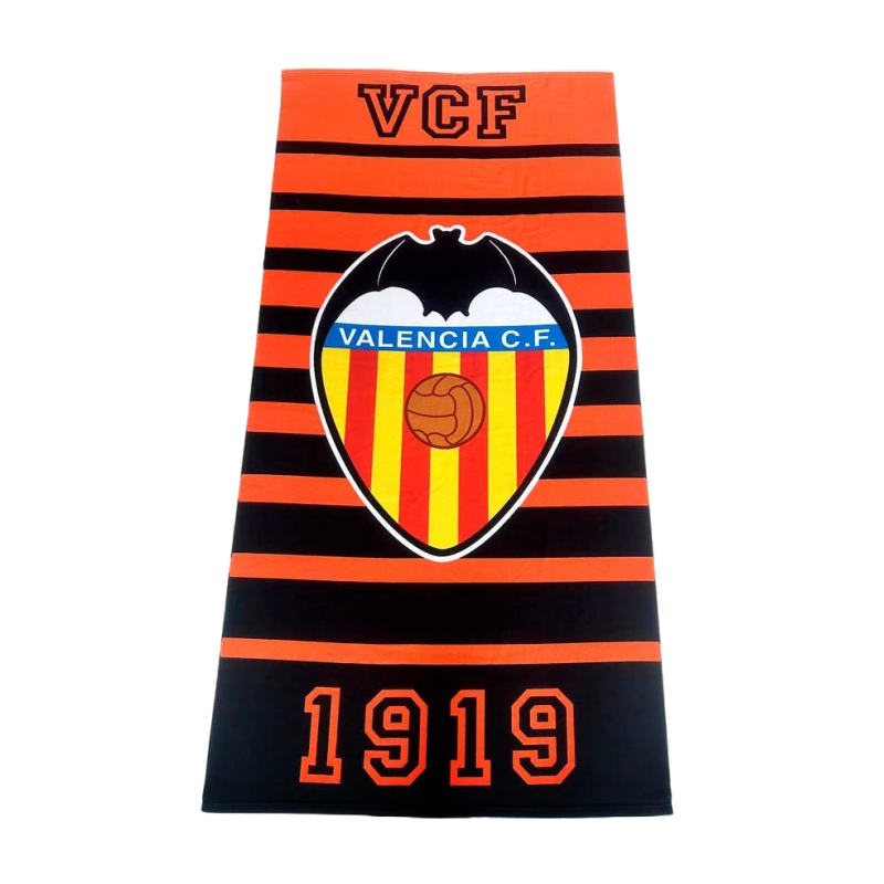 Toalla Valencia Club de Fútbol tamaño 90x180cm fondo naranja producto oficial Toalla Valencia Club de Fútbol tamaño 90x180cm fondo naranja producto oficial