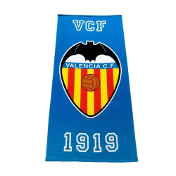 Toalla Valencia Club de Fútbol tamaño 90x180cm fondo azul producto oficial