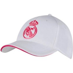Gorra Real Madrid mujer color blanca con escudo rosa adulto ajustable producto oficial