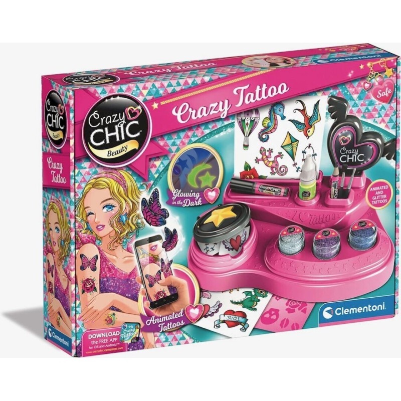 Crazy Tatoo Clementoni kit para crear tatuajes de moda con colores brillantes +6 años Crazy Tatoo Clementoni kit para crear tatuajes de moda con colores brillantes +6 años