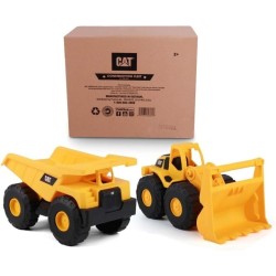 CAT Camión y bulldozer plástico para jugaren la arena Constrrucción Fleet 25cm